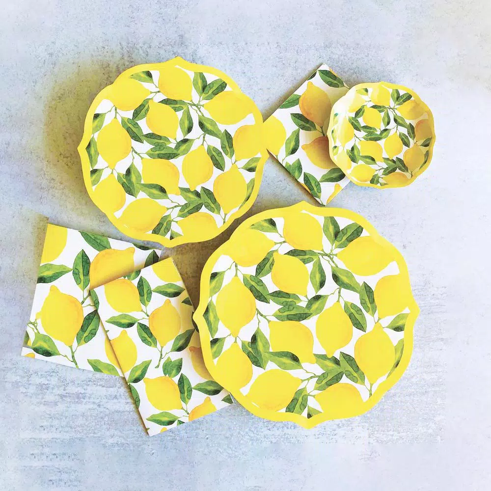 Disposable Tableware Sugar Plum Party Dinner Plate Lemons (16-Piece) - Image 3