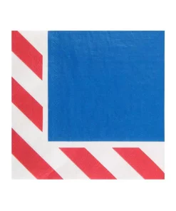 Disposable Tableware Sugar Plum Party 32-Piece Blue, White And Red Assorted Disposable Cocktail Paper Napkin