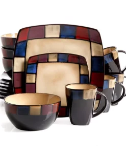 GIBSON Elite Soho Lounge 16-Piece Contemporary Taupe Stoneware Dinnerware Set (Service For 4)