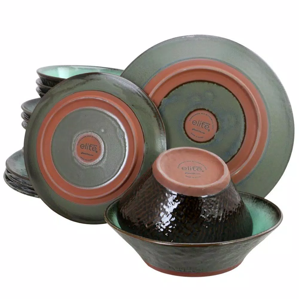 GIBSON Elite Green Lantern 16-Piece Contemporary Teal Terra Cotta Dinnerware Set (Service For 4) - Image 4
