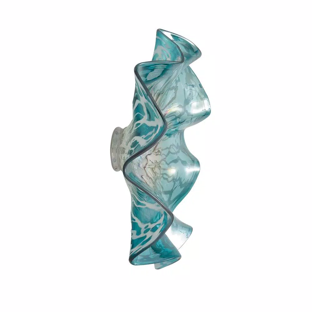 Dinnerware LITTON LANE Wavy Aquamarine And Gray Glass Wall Plate - Image 2
