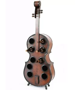 Bar Accessories Vintiquewise Decorative 10 Bottle Wooden Cello Shaped Wine Rack 53 In. Floor Violin