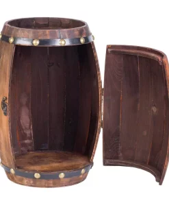 Bar Accessories Vintiquewise Wooden Barrel Shaped Vintage Decorative Wine Rack Storage