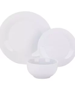Boyel Living 18- Piece Modern White Porcelain Dinnerware Sets (Service For Set For 6)