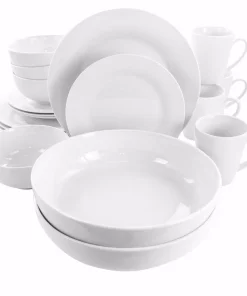 Elama 18-Piece Carey Round White Porcelain Dinnerware Set (Service For 4)