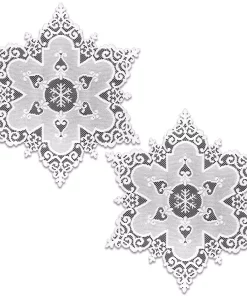Table Linens & Kitchen Linens Heritage Lace Snowflake 18 In. White Round Doily (Set Of 2)