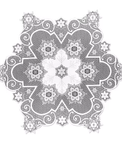 Table Linens & Kitchen Linens Heritage Lace Snowflake 47 In. W X 47 In. L White Floral Polyester Round Table Topper