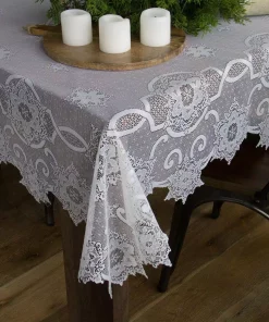 Table Linens & Kitchen Linens Heritage Lace Snowflake White Polyester Tablecloth