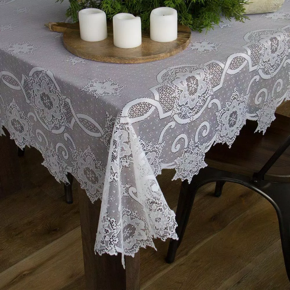 Table Linens & Kitchen Linens Heritage Lace Snowflake White Polyester Tablecloth