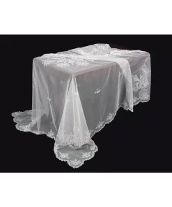 Table Linens & Kitchen Linens Manor Luxe 80 In. X 80 In. Merrigold Lace Embroidered Tablecloth With Beaded Accents